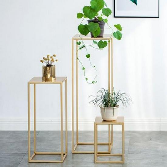 Nordic Gold Iron Art Flower Stand - Floor Standing Plant Rack for Living Room, Balcony, and Succulents.