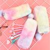 Korean Style Gradient Plush Pencil Case for Girls