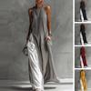 Damen Langes Fließendes Tanktop Seitenschlitz Rundhalsausschnitt Ärmellos Maxikleid Sommerlich Lässig Strand Sonnenkleid mit Taschen
