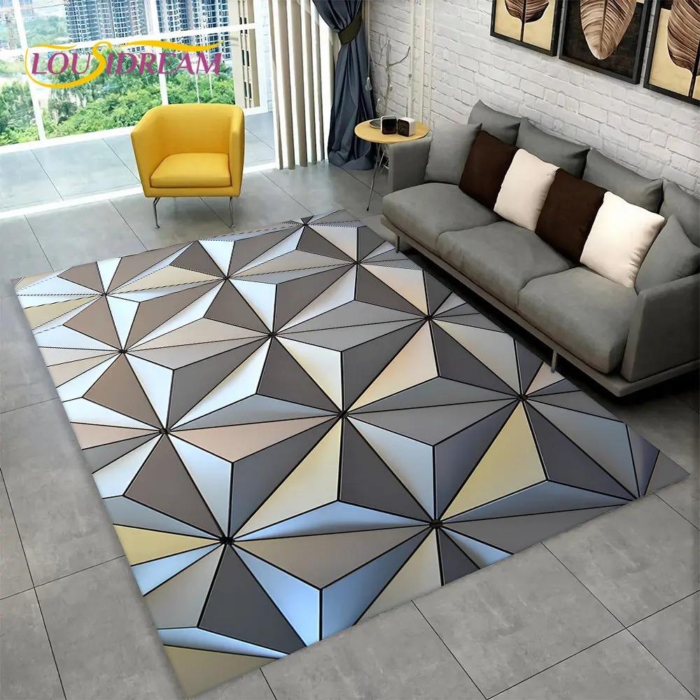 3D Abstrakt Modern Geometrisch Illusion Teppich, Teppich für Wohnzimmer Schlafzimmer Sofa Fußmatte Dekor Kinderspiel Rutschfeste Bodenmatte