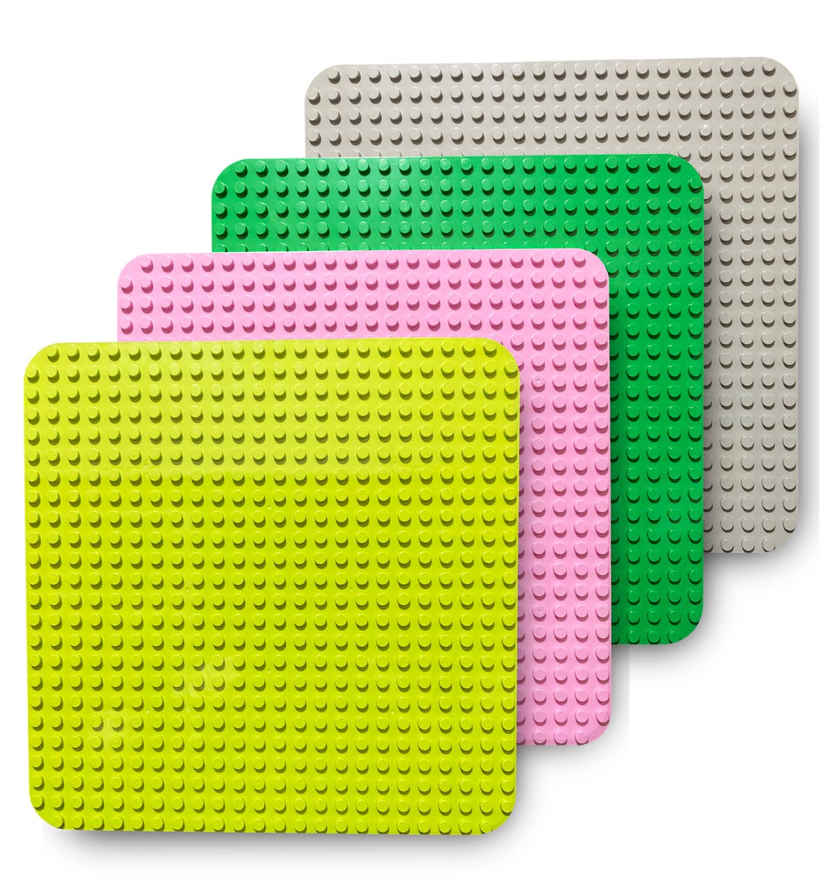 

Radiant Party Building Blocks, Duplo Anpanman Compatible Large Base Plates, 24x24 Dots, Set of 4 (Green, Yellow-Green, Pink, Gray)