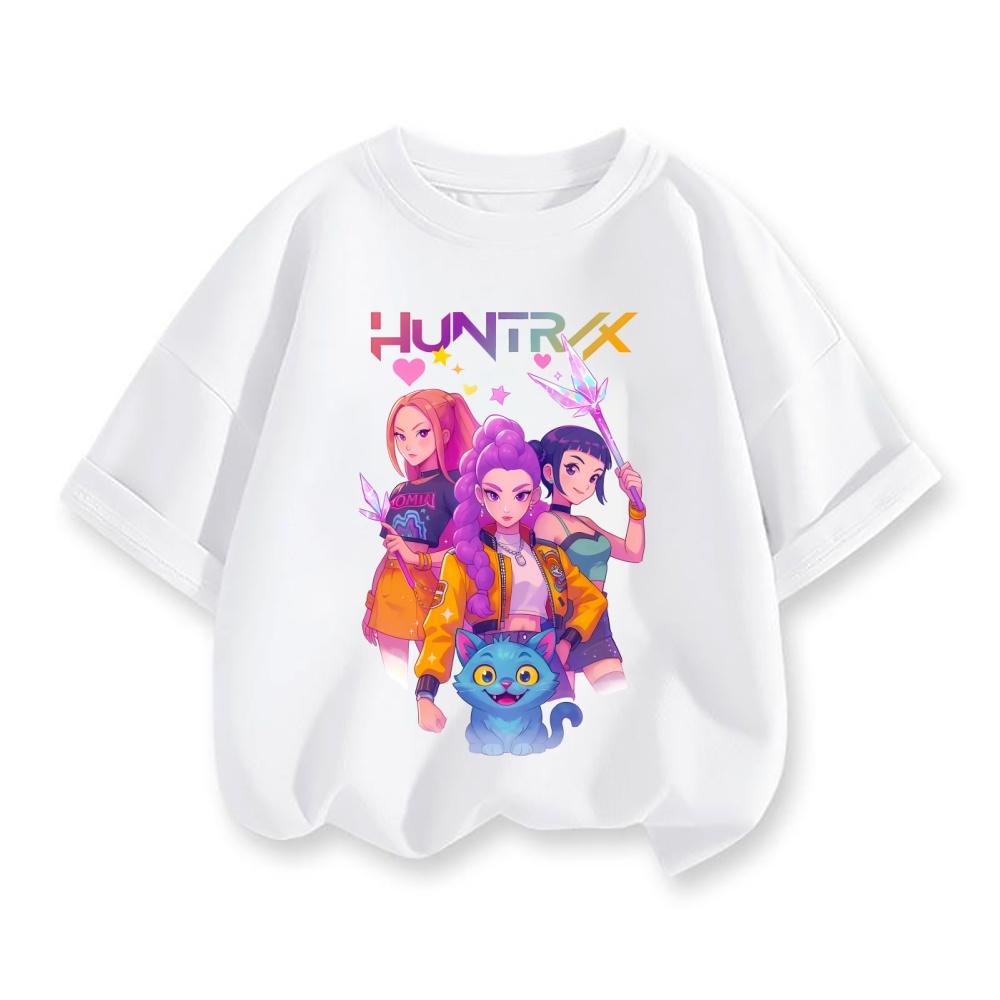 Y2K KPop Demon Hunters Kids T-shirt Cartoon Figure Printed Tops Tees Boys Girls Casual Short Sleeve Tshirt Children's Clothing