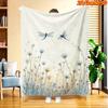 1pc 2D Flat Printing Spring And Summer New Arrival Fresh Floral Dragonfly Digital Print Blanket, All-Season Use, Casual Throw, 100% Polyester Fiber So
