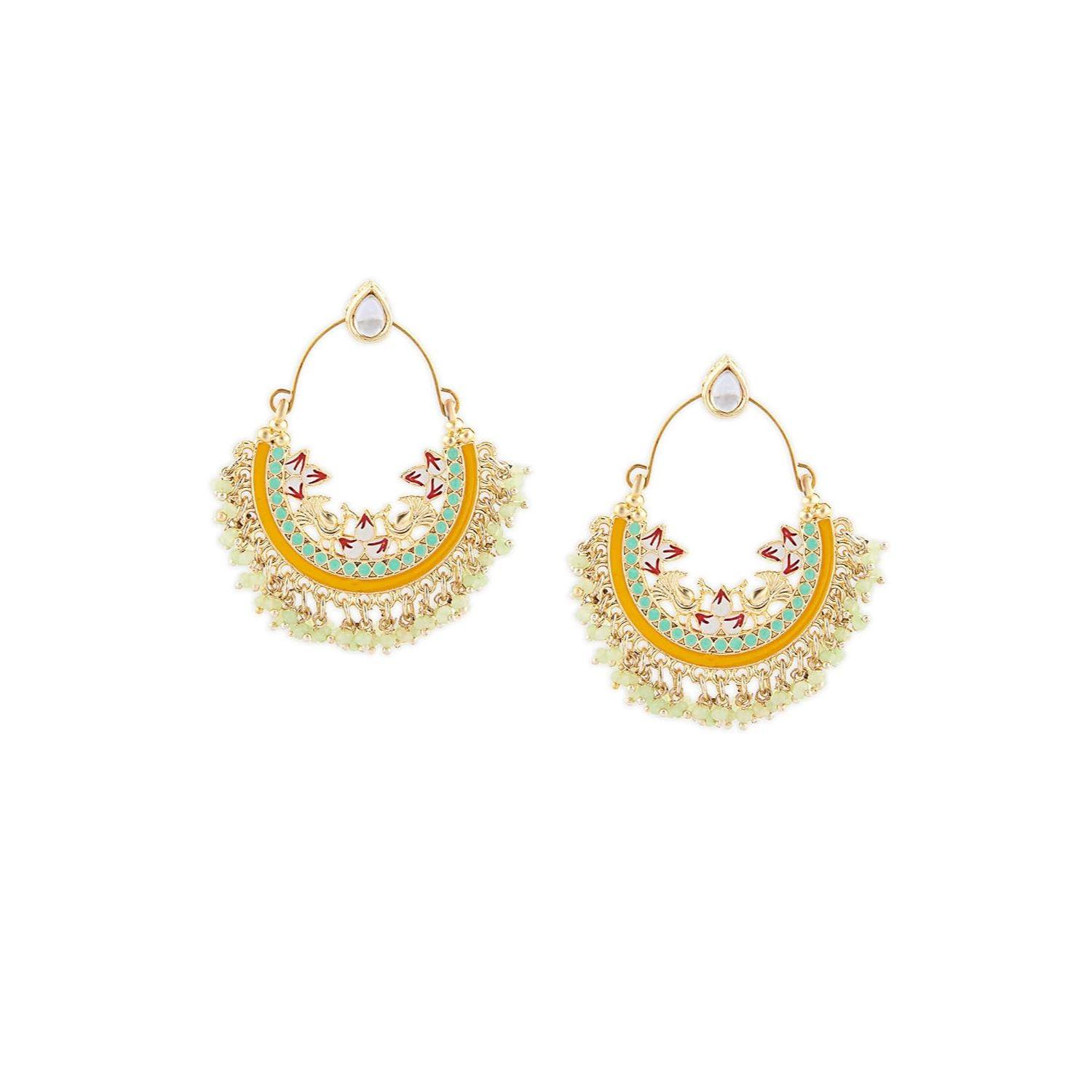 Multicolor Meenakari Cluster Beads Drop Chandbali Earring For Women