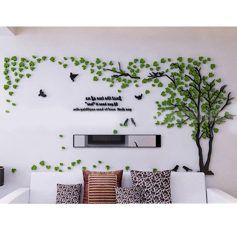 Autocolant de perete cu copac mare DIY, tapet cu oglindă acrilică, autocolante de perete pentru living