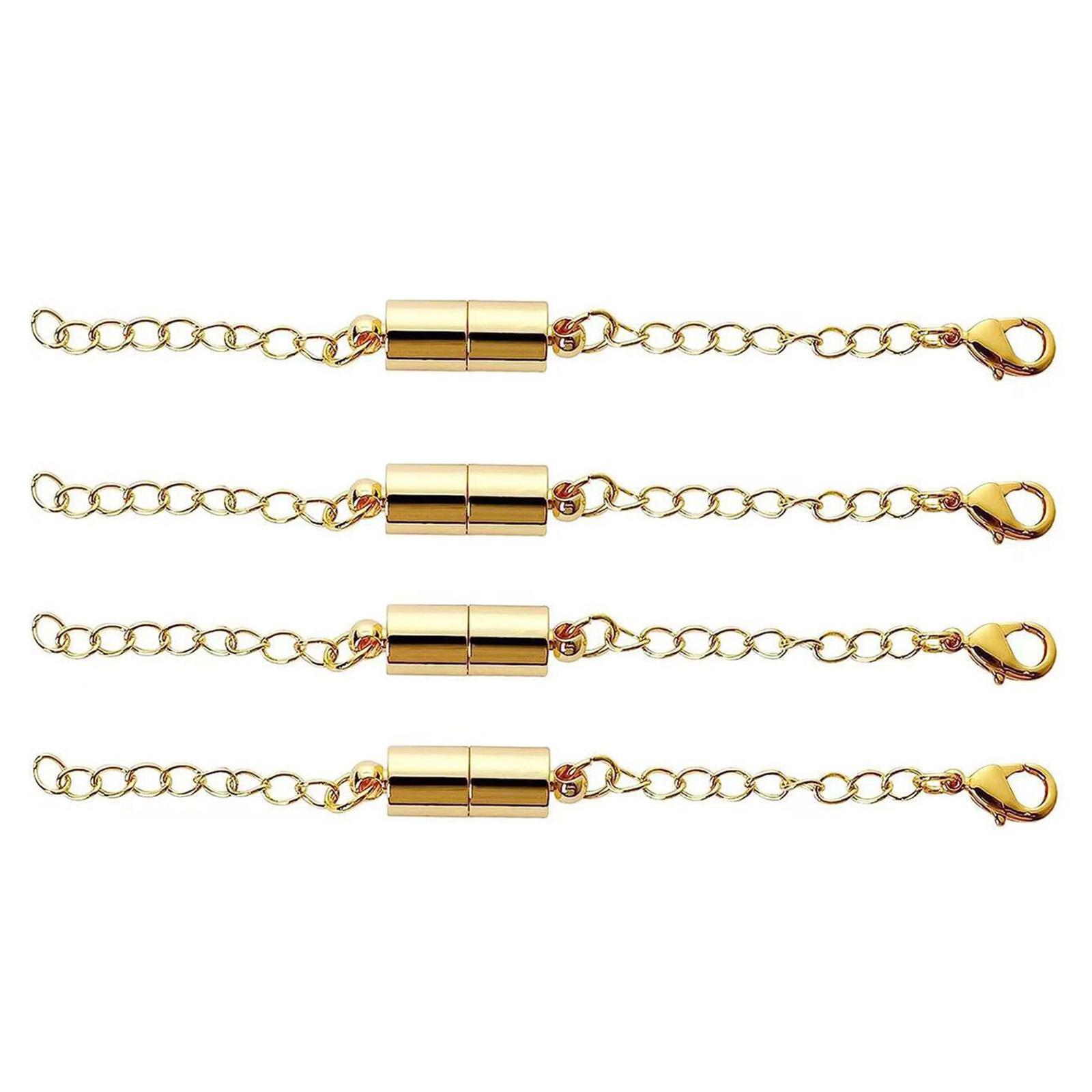 

Набор из 4 штук регулируемых удлинителей цепочки для изготовления ювелирных изделий золото/серебро удобная магнитная застежка удлинительная цепочка золотой