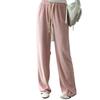 Damen High-Waist Kordelzug Weitbein Hose - Rosa Lässige Kaschmir Drapierhose für Herbst/Winter