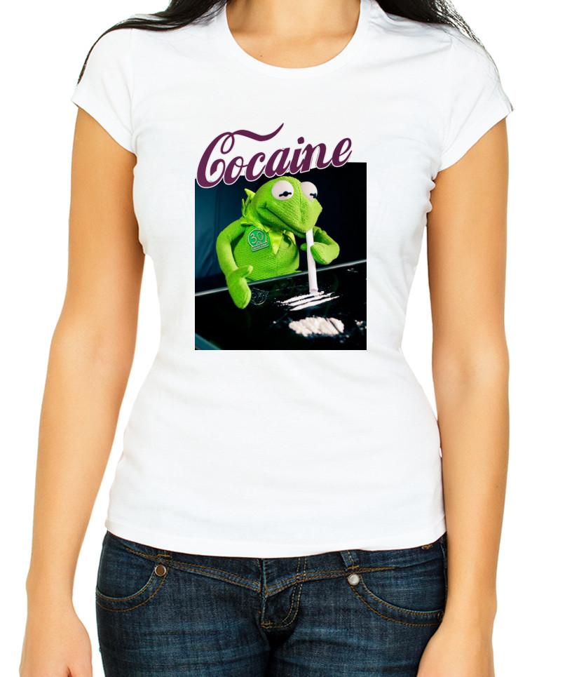 

Frog Cocaine, Muppet Drug 3/4 Short Sleeve T Shirt Woman G068 S