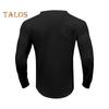 Men Spring Autumn Top Button Decor V Neck Long Sleeves Solid Color Pullover T-shirt Stretchy Slim Fit Fitness Sport Top