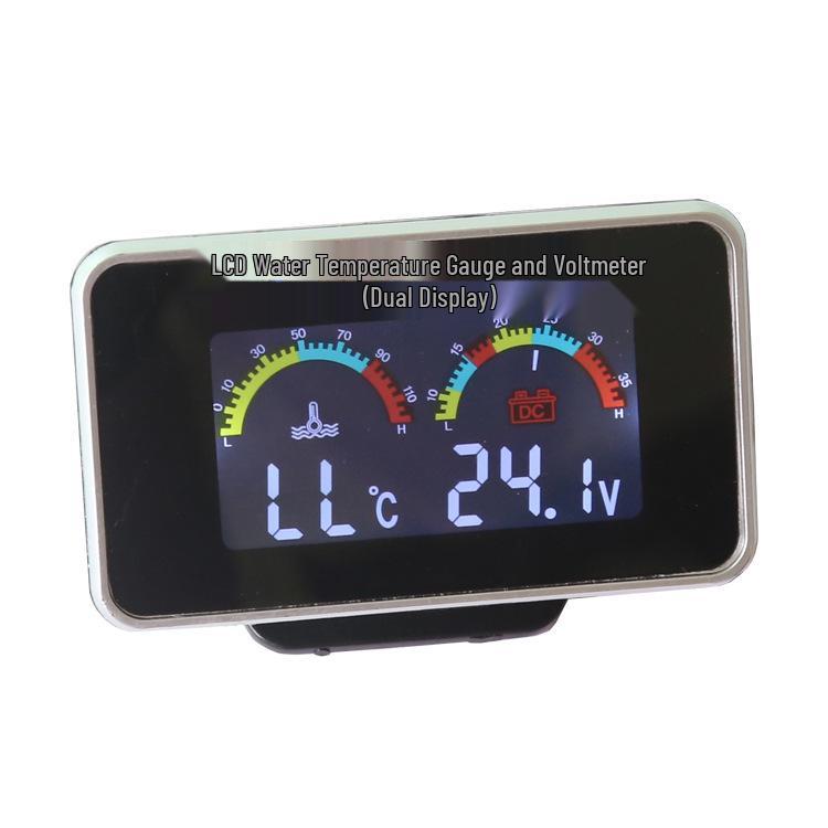 12V/24V Car & Truck Dual Electronic Water Temperature Gauge with LCD Voltmeter