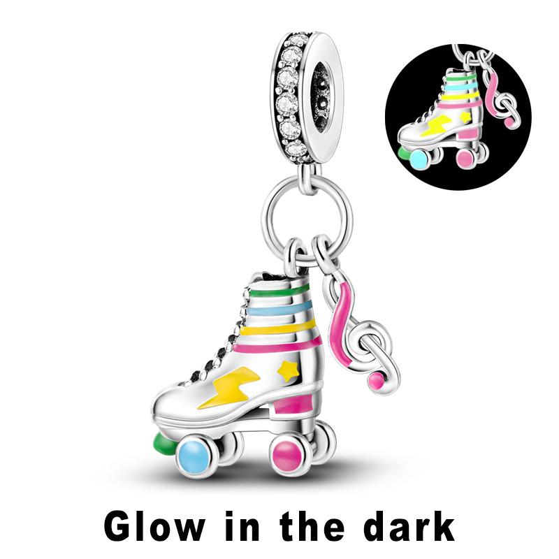 Silver Plated Sport Love Dangle Charm fit Bracelet Necklace Skate Shoes Beads Pendant Silver 925 Jewelry
