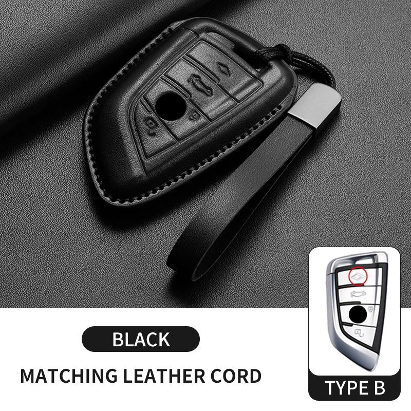 Genuine Leather Auto Smart Key Fob Cover Case Housing Fit For Bmw X1 X3 X5 X6 X7 1 3 5 6 7 Series G20 G30 G11 F15 F16 G01 G02 F48 Keyless Key Fob