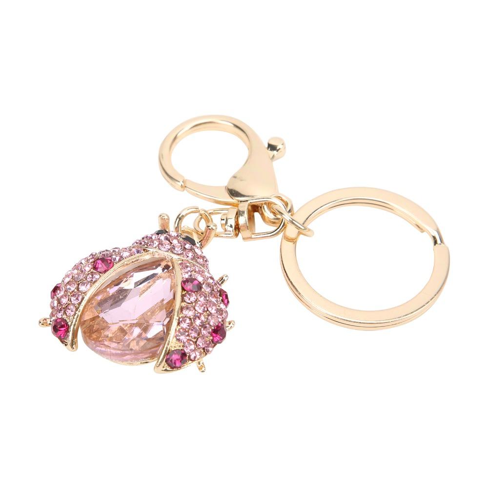 1pc Crystal Rhinestone Spotted Bug Shaped Key Chain Purse Charm Handbag Decoration