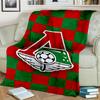 Green And Red Soccer Emblem Printed Throws Blanket Soft Flannel Blankets for Couch Bed Gifts for Men Women Picnic Blanket Christmas Gifts