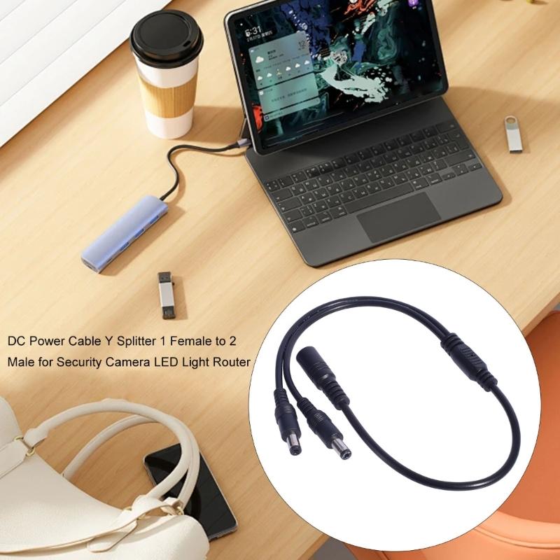  Stromverteilerkabel 5,5 x 2,1 mm 1-zu-2-Wege-Y-Adapter für LED-Leuchten, Überwachungskameras, Router