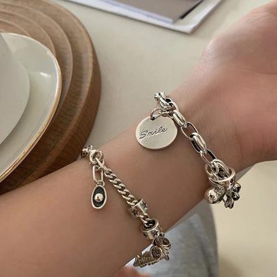 Thai Bracelet for Women Vintage Geometric Heart Love Lucky Punk Jewelry