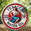 Texaco Vintage Motor Oil Retro Metal Tin Sign Round Wall Art Decor for Bar Cafe Garage