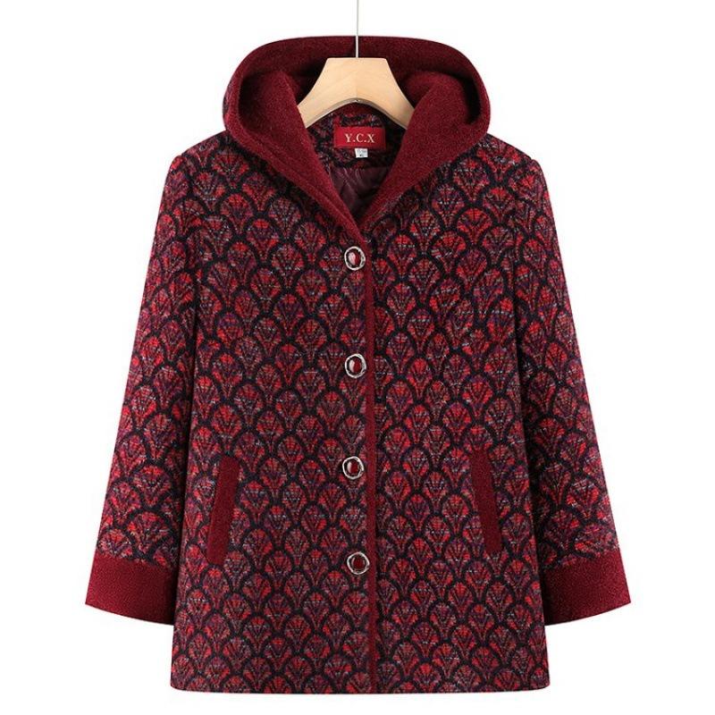 Women's winter warm clothes new woolen coat thickened cotton top hooded