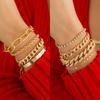 Hip-Hop Punk Diamond-Encrusted Cuban Buckle Chain Bracelet, Personalized Stacked Metal Bracelet Set