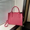 Simple Solid Color Handbag Fashionable Shoulder Bag Retro Pu Women'S Bag Large Capacity Versatile Women'S Bag