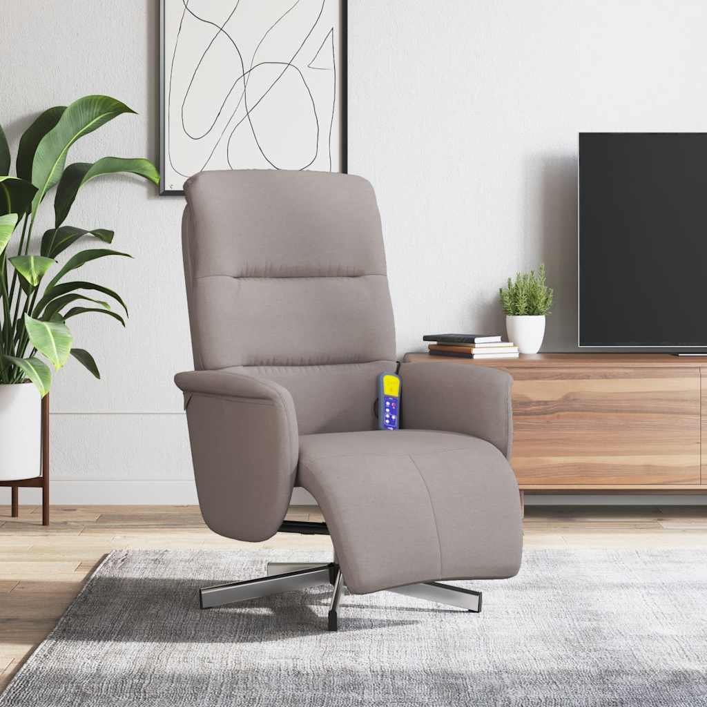 Massage Chair with Footrest Taupe Fabric
