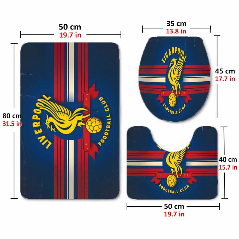 Liverpool (95)Flannel Toilet 3 Piece Set Soft Bathroom Rug Non-Slip Toilet Seat Cover Bathroom Home Decor