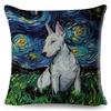 Housse de Coussin Décor Étoile Ciel Étoilé Double Face Peinture à l'Huile Dessin Animé Animal de Compagnie pour Canapé Maison Housse d'Oreiller en Lin,(5)