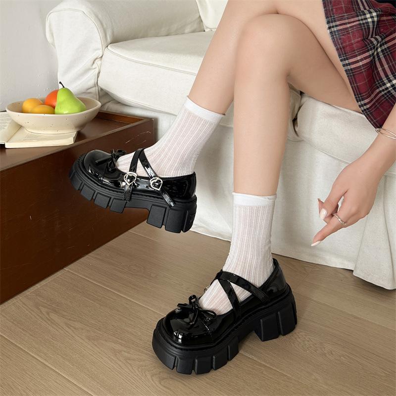 White British Style Small Man Thick-soled Heightening Small Leather Shoes Women's 2025 New Summer Retro Mary Jane Single Shoes