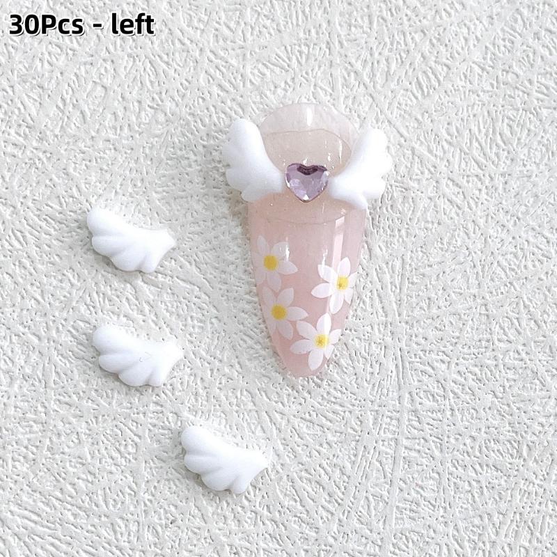 30Pcs Cute Angel Wings Nail Charms Luminous Mini Wing AB Flatback Resin Nail Accessories Jewelry DIY Decoration