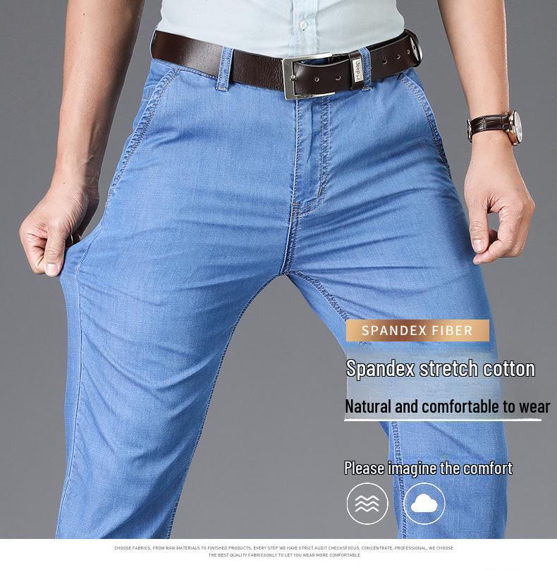 Herren Tencel Loose Jeans - Leichte, fließende, lässige Hose für Frühling/Sommer