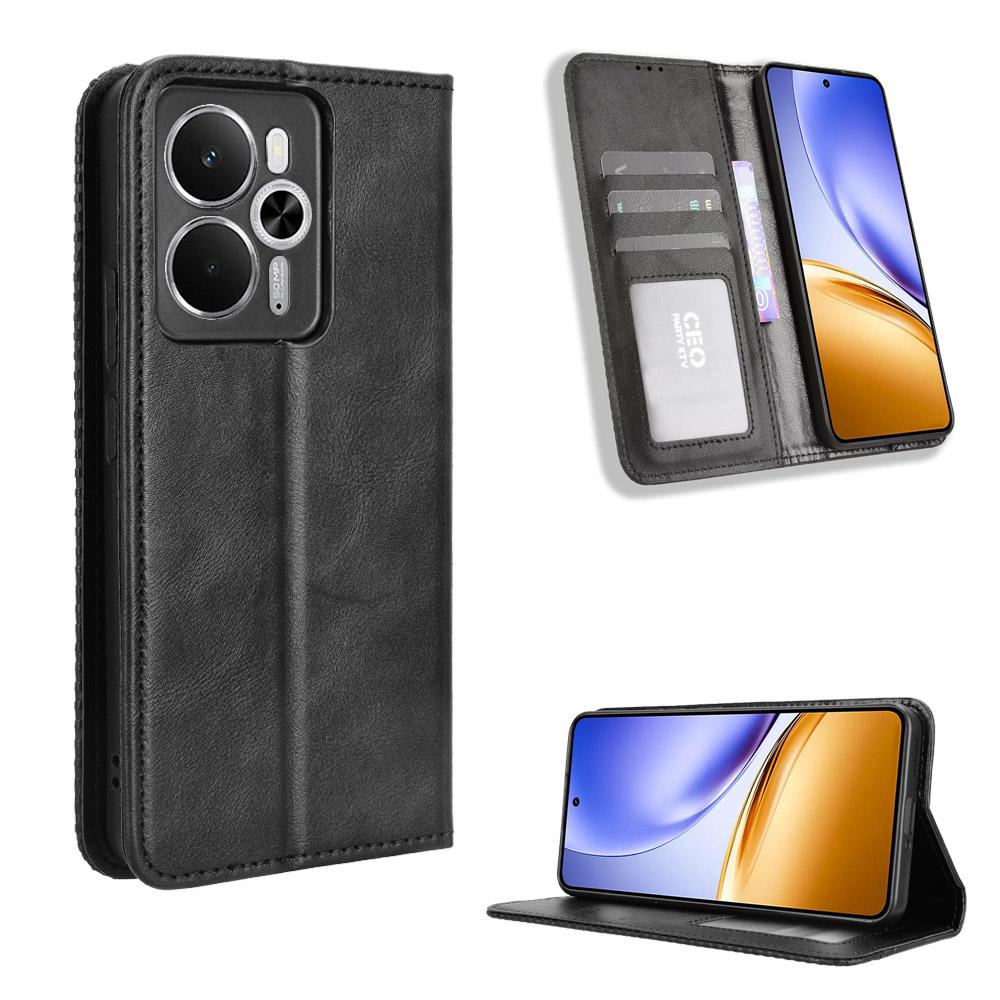 For Realme 14T 5G/14 5G Leather Case Wallet Stand Retro Texture Phone Cover