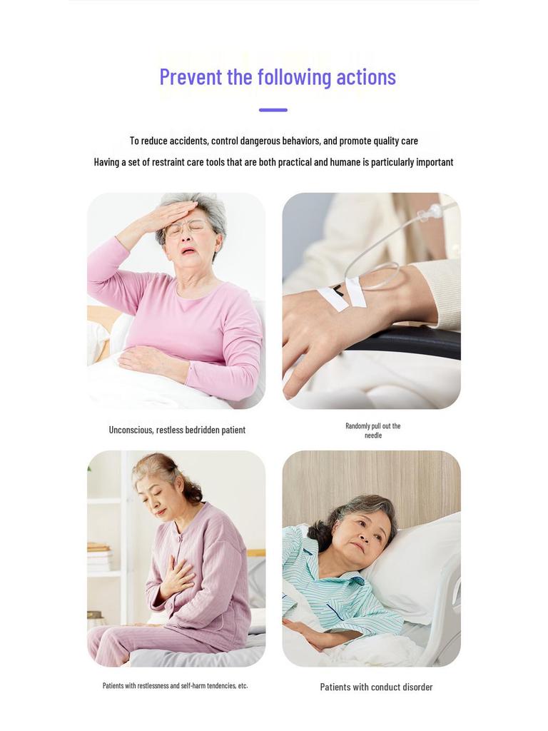 Elderly Anti-Scratch Restraint Gloves with Zipper for Safe Wrist Fixation