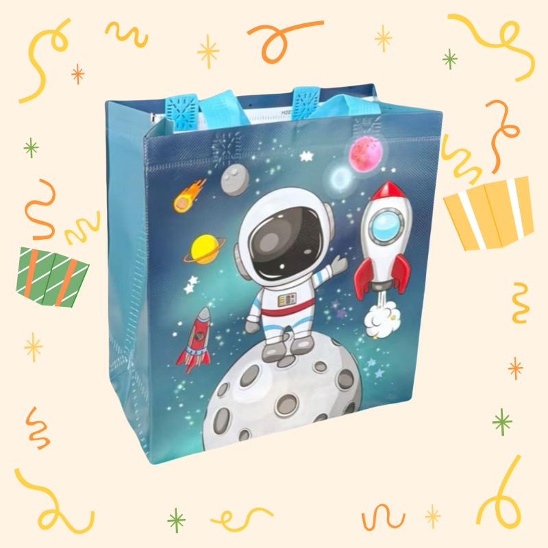 

StoBag space theme gift bags reusable non woven party bags for sweets kids birthday candy treat favor bags astronaut rocket 12pcs&22x11x23cm