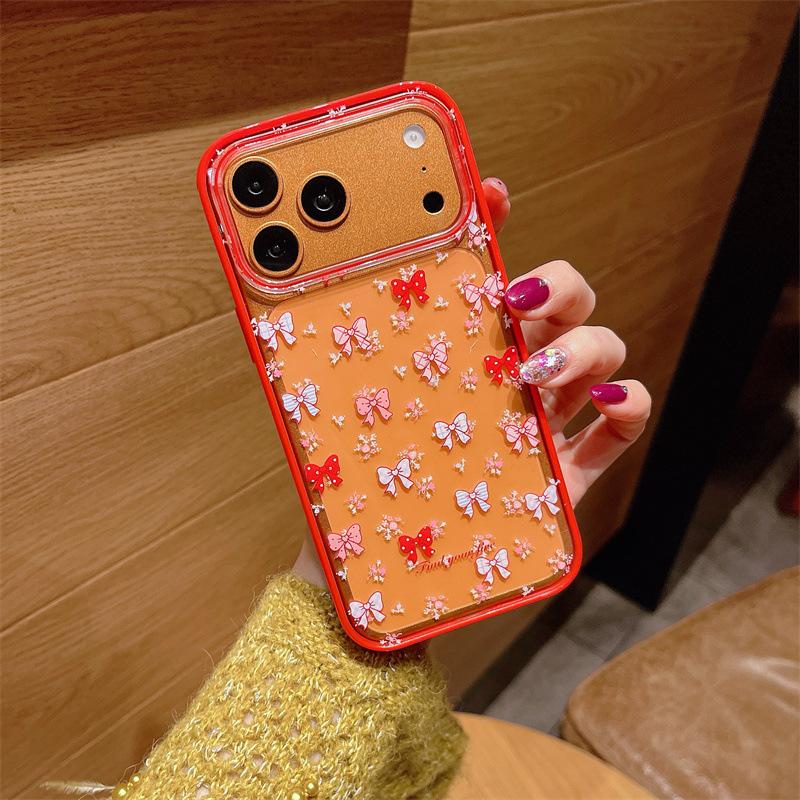 Red New Year Bow Anti-Fall Phone Case Compatible with iPhone 15/16/17 ProMax