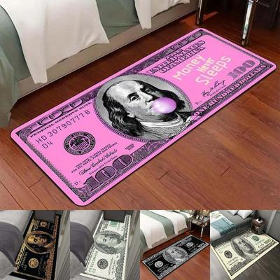 US Dollar Bill Print Carpet - Creative Money Design Floor Mat for Living Room Entrance Foyer Decor with Currency Pattern
