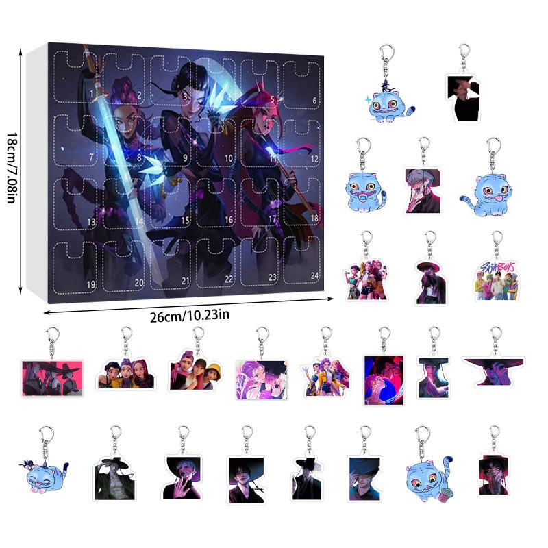 Demon Kpop Hunters Acrylic Advent Calendar Set Keychains Surprise Gift Kids