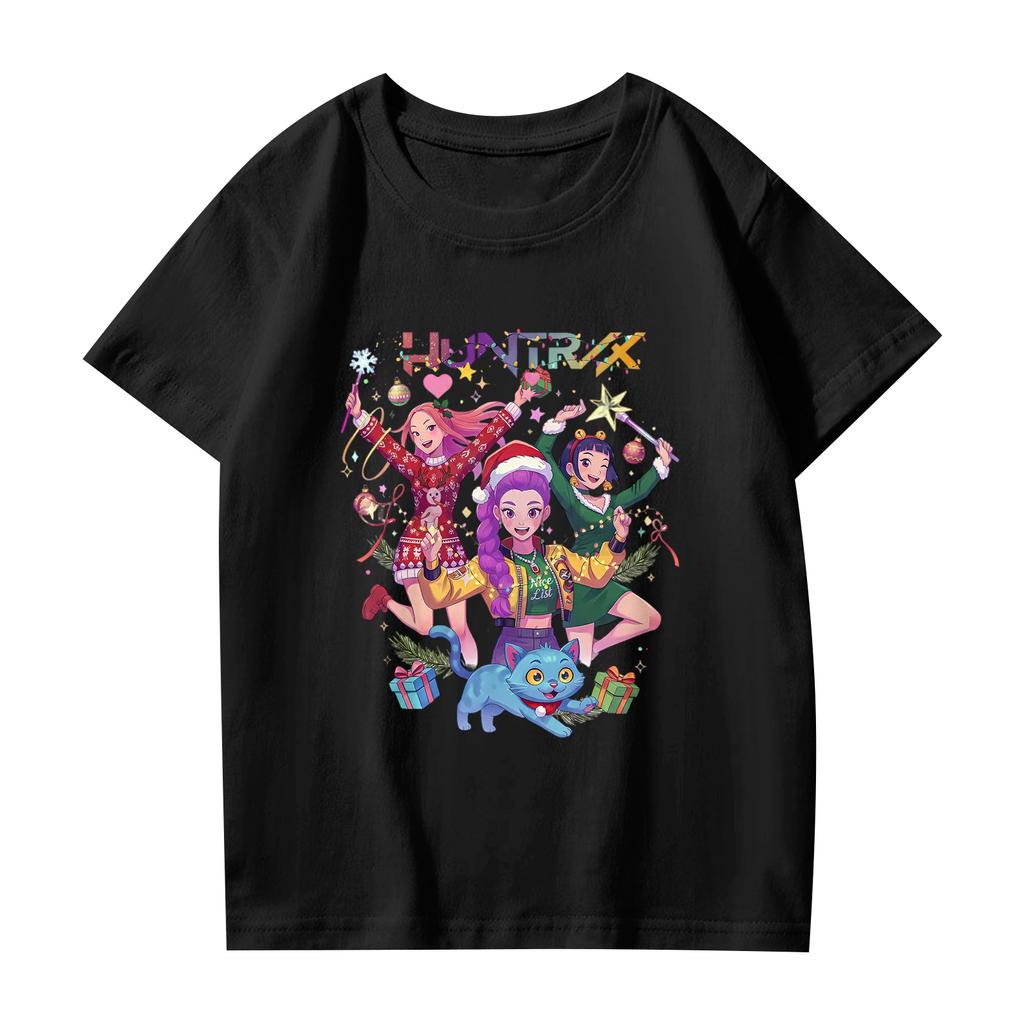 Fashionable Round Neck Short Sleeve Work Clothes Printed Tops For KID Summer Tops