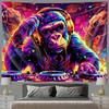 Dynamischer DJ Gorilla Fluoreszierendes Wandteppich Drehe deinen Raum UV-Wandteppich Wandbehang Schlafzimmer Zuhause Party Dekoration