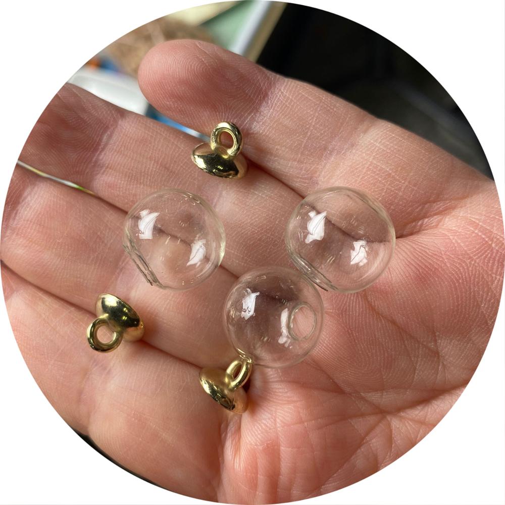 16mm Transparent Glass Ball Colorful Beads Charm Pendant With Box for Bracelet Necklace Jewelry Making DIY Earring Finding