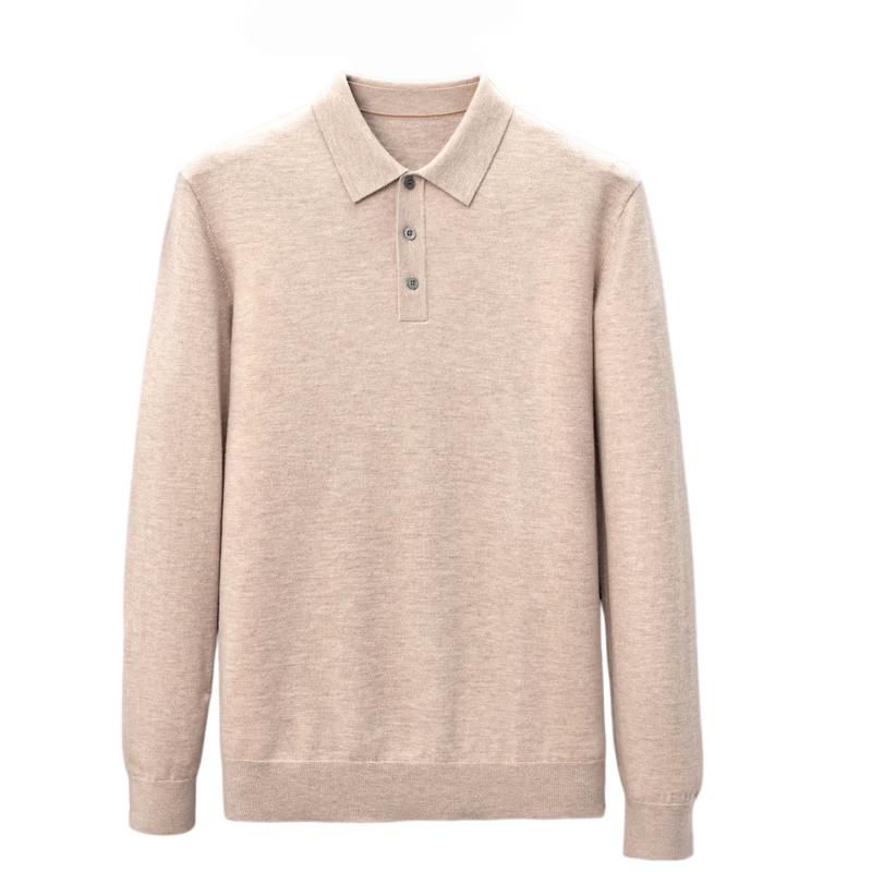 Hengyuanxiang Men's Wool-Cashmere Blend Polo Sweater