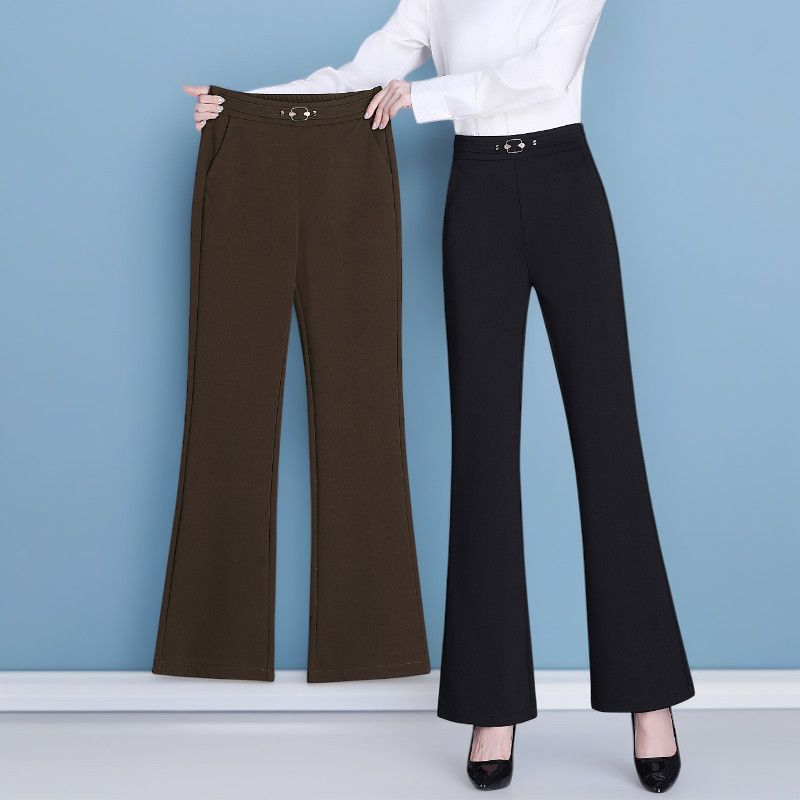 Black Flared Casual Pants Women New Summer High-waisted Slim Flared Pants Middle-aged Women's Pants