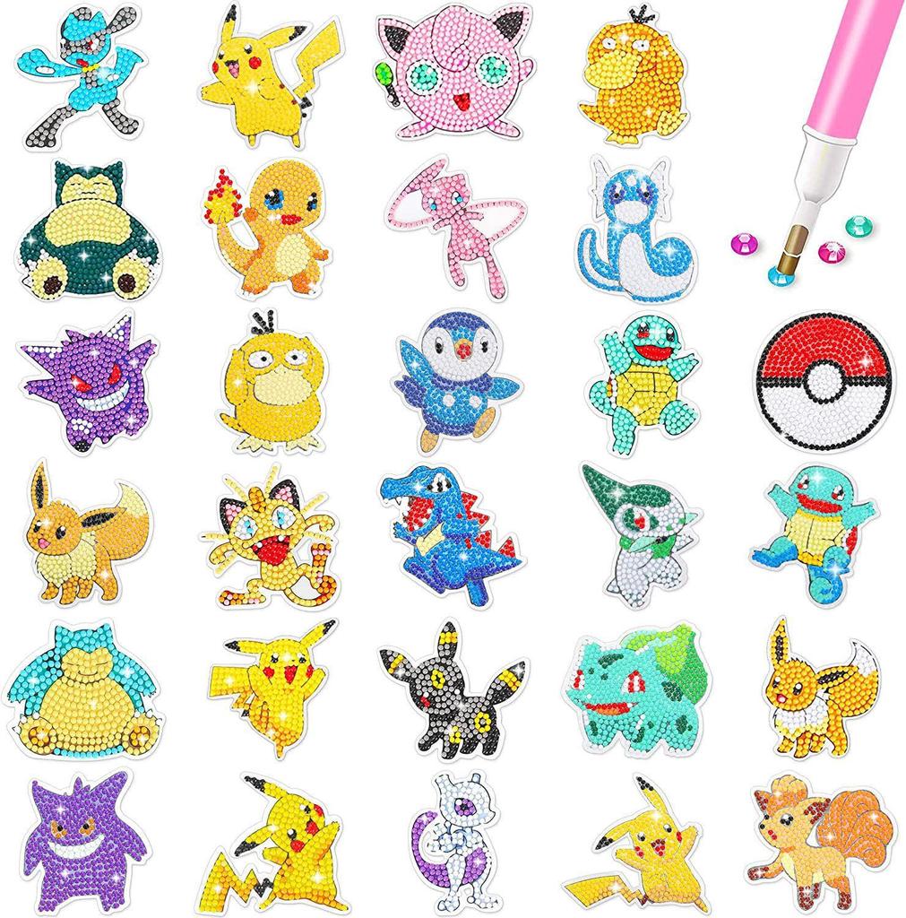 DIY Pikachu Diamond Painting Stickers - Cartoon Anime Pokemon Craft for Kids