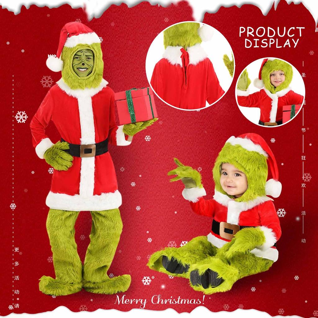 Classic Christmas  Cosplay Costume Dress Up Pants Baby Clothing  Pants Jacket, Hat Glove Belt And Foot Cover 6 Pieces Set