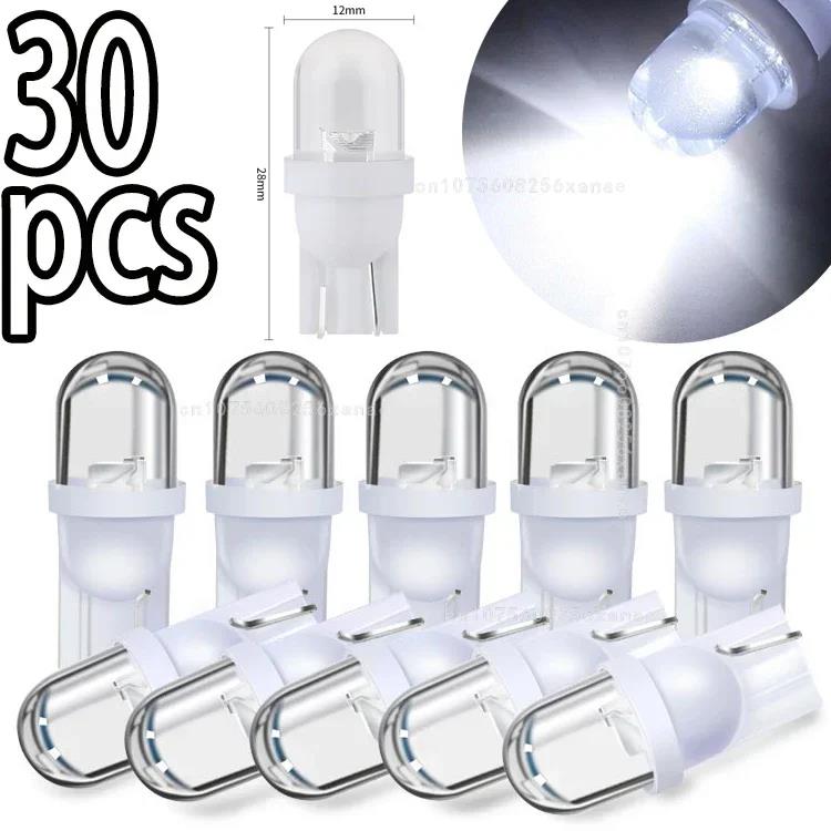 10-30pcs Car T10 Led Bulbs LED Light Cold White Silica Auto Interior Dome Reading Wedge Side Door Trunk Lamp License Plate Lamp Bulbs 7