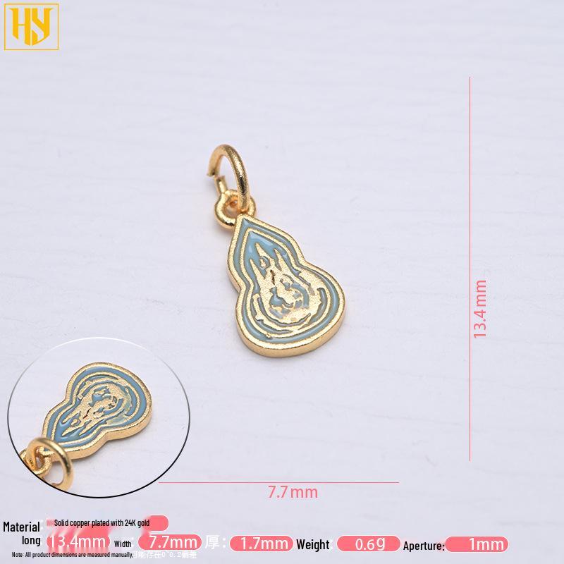 Copper-Plated 24k Gold Gourd Fulushou Fu Charm Pendant for DIY Jewelry