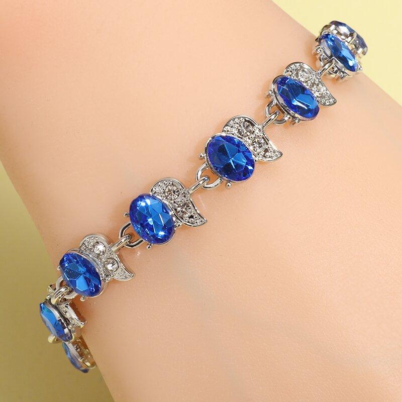 Exquisites Funkelndes Kristall Zirkon Flügel Edelstein Tennisarmband Damen Mode Hip Hop Schmuck Geschenk mit Verlängerungskette