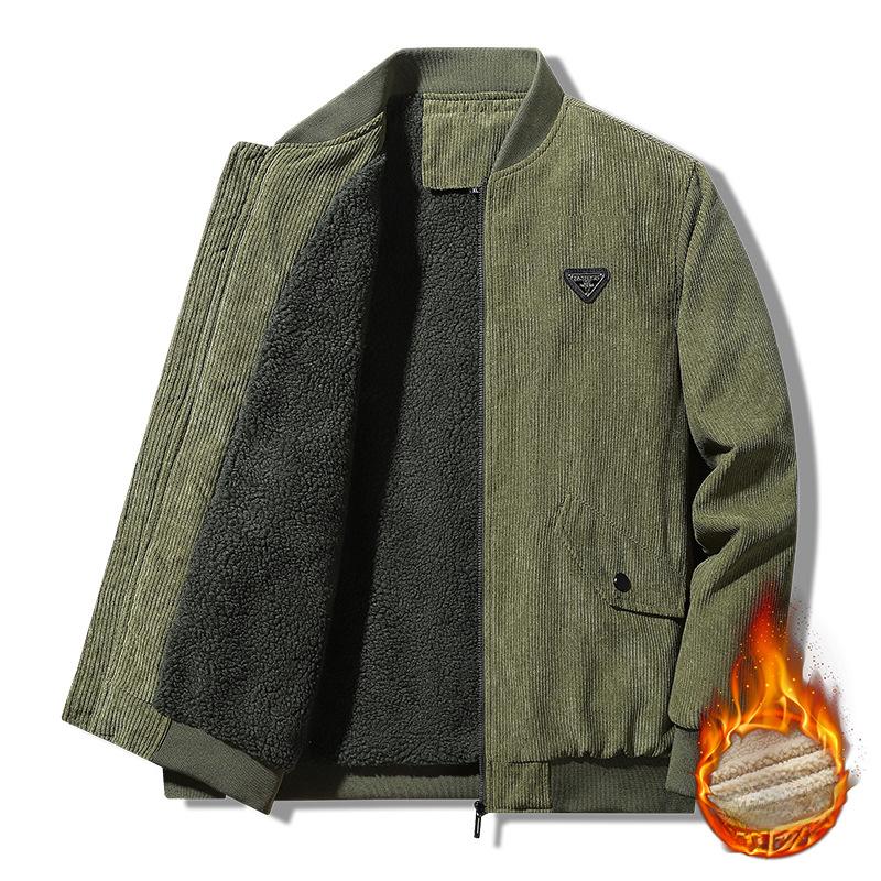 

Вельветовая куртка мужская осенне-зимняя однотонная утепленная куртка повседневная для мужчин среднего и пожилого возраста зимняя одежда для папы плюс хлопковая куртка 5XL
