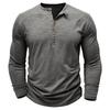 Mens Henley Collar Long Sleeve T-Shirts Solid Color Loose Fit Button Front Casual Daily Tshirts