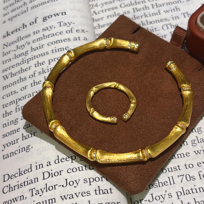 Jindian Has The Same Silk Feeling Exquisite Handmade Brushed Bamboo Bracelet Ring, High-End National Style High Bracelet