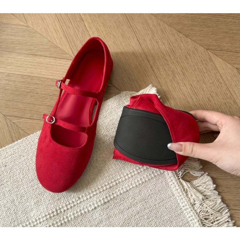 Fashion New Style Mary Jane Shoes Women Flat Spring Shoes Female Genuine Leather Square Head Non-slip Large Size Ballet Shoes Women